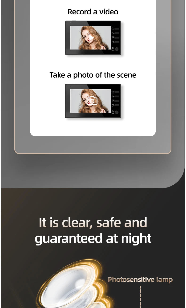 Danmini Visual Doorbell Peephole 4.3'' LCD HD Display Digital Door Viewer 1 Million Pixel 120° Camera Security Cat Eye Door Bell