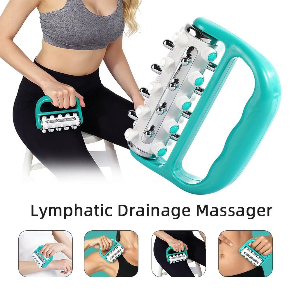 Handheld Cellulite Massager with 360° Rotating Roller - Green Back Massage Instrument Tidesmit