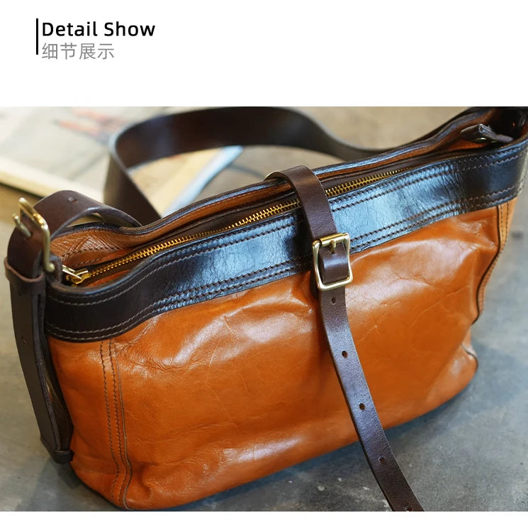 PNDME vintage high-quality first layer cowhide women shoulder bag outdoor travel designer handmade genuine leather underarm bag