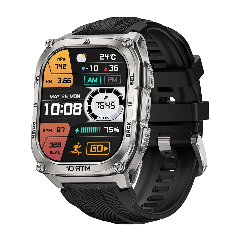 2025 KOSPET Tank M4 Rugged Smart Watch Stainless Steel GPS Offline Maps 10ATM 45M Freediving 24/7 Health Monitor for Android iOS