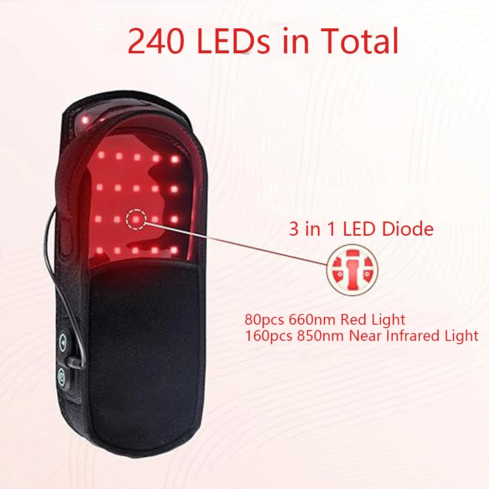 Red light therapy foot massage boot with 240 LED infrared beads for plantar fasciitis and pain relief.