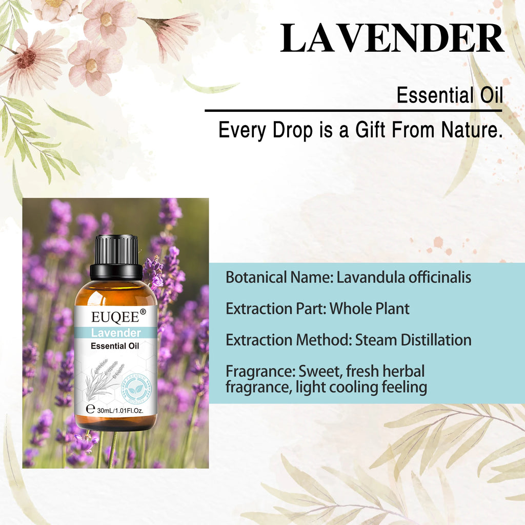 EUQEE 30ml Pure Essential Oils For Humidifier,Diffuser,Candle Making-Vanilla Lavender Cinnamon Rose Aromatherapy Essential Oils