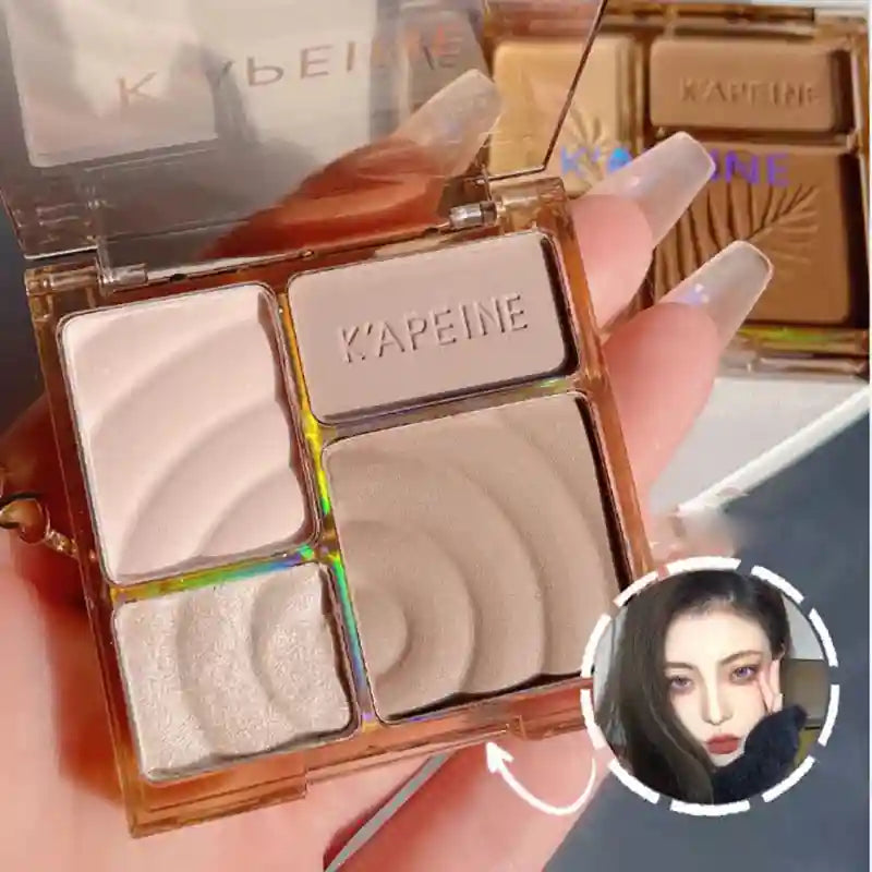 Tidesmit 4-color matte highlighter and contour palette shade swatch for 3D facial sculpting and brightening