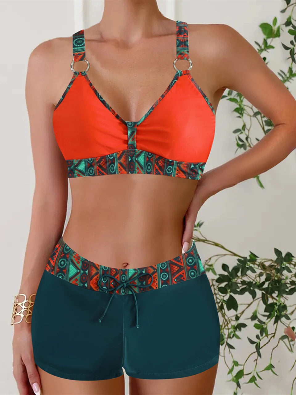 2025 High Waist Bikinis Women Sports Swimwear Print Bathing Suit Female Padded Beach Wear Bathers Swimming Swimsuit Summer