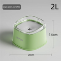 Green and white 2L spill-proof dog water bowl for slow drinking, perfect for messy pets and puppies.
