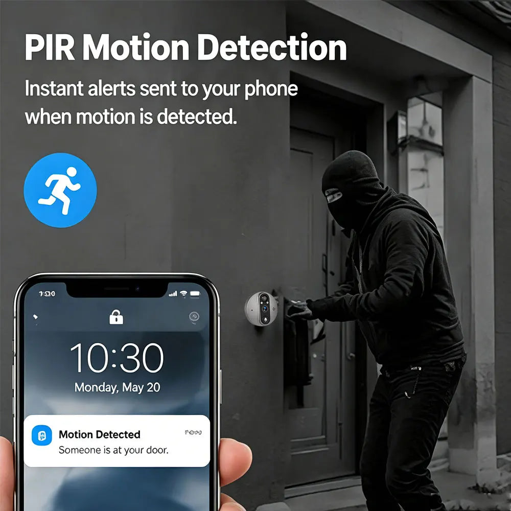 4.3 Inch Screen Tuya WiFi Smart Peephole Doorbell Camera 1080P Wireless Digital Door Viewer with PIR Motion Alert Two-Way Talk Infrared Night Vision Home Security Video Intercom