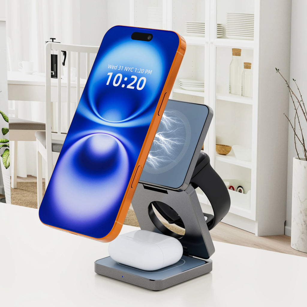 3-in-1 Magnetic Wireless Charging Stand - 25W Fast Qi2 Foldable Station Tidesmit