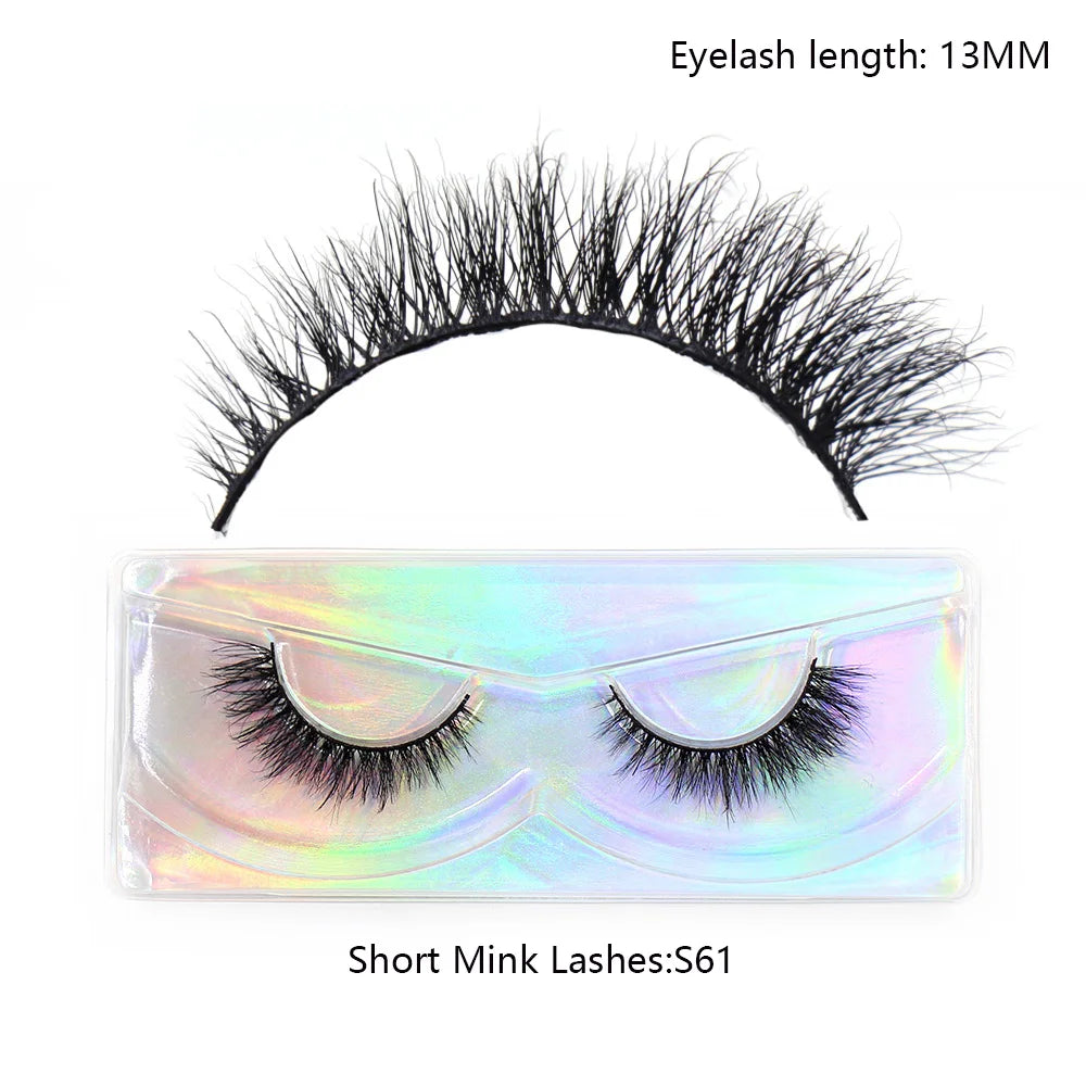 Tidesmit 3D mink lashes 12mm-15mm short wispy false eyelashes cruelty free makeup detail view
