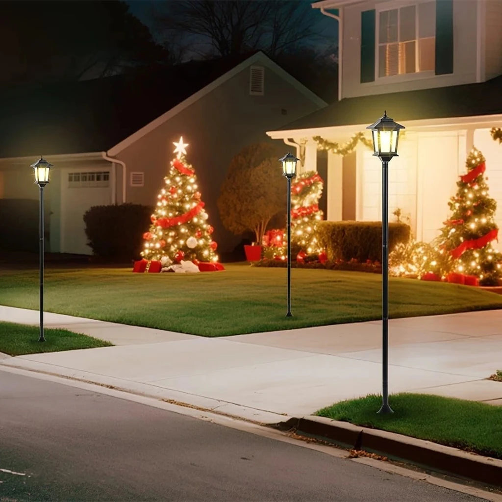 2 PCS Solar Garden Light Outdoor Waterproof LED Lawn Lamp Vintage Style Solar Powered Pathway Light for Yard Patio Driveway