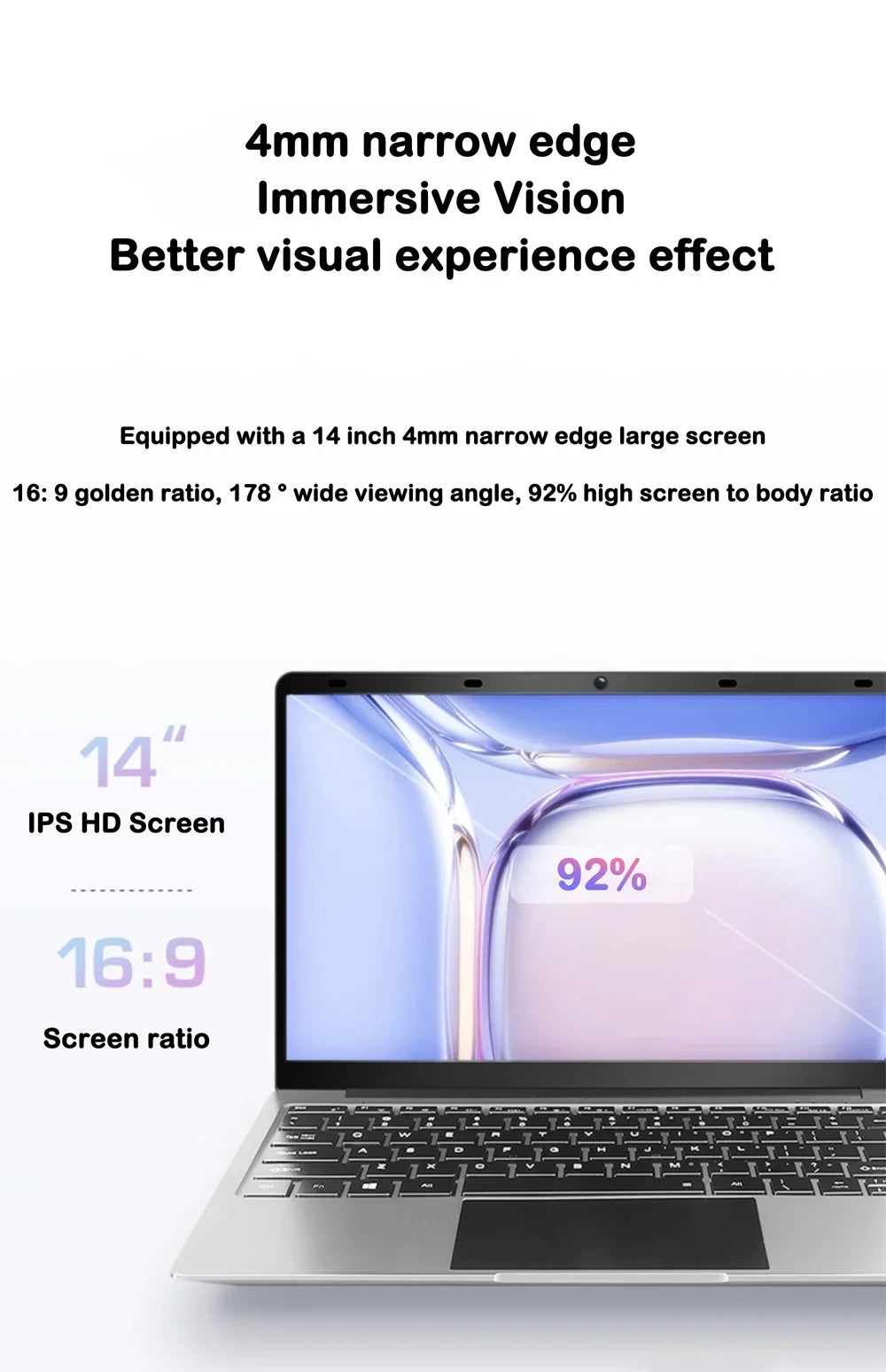 Intel I7-8650U 14.1 Inch Slim Laptop 120Hz FHD IPS Display 32GB RAM 2TB SSD Backlit Portable Notebook