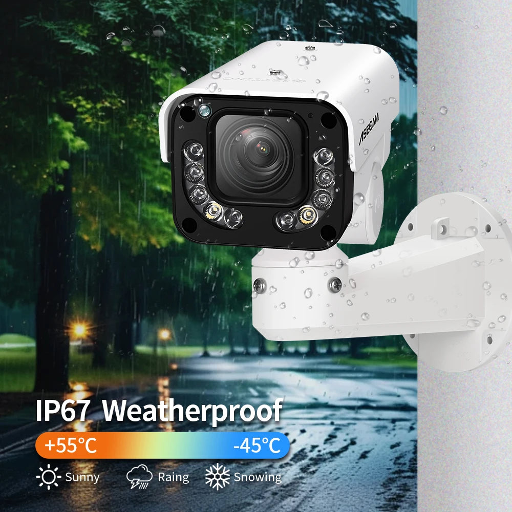 ASECAM 4K 8MP IP Camera PTZ 30X Optical Zoom AI Vehicle Detection WDR POE Security CCTV Surveillance IMX415 Hikvision Compatible