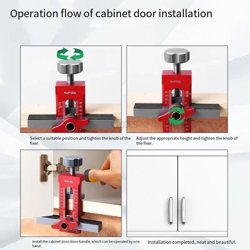 Wardrobe Cabinet Door Panel and Rebounder Punched Mounting Jig Woodworking 10mm Doweling Drilling Guide Locator Installing Clip