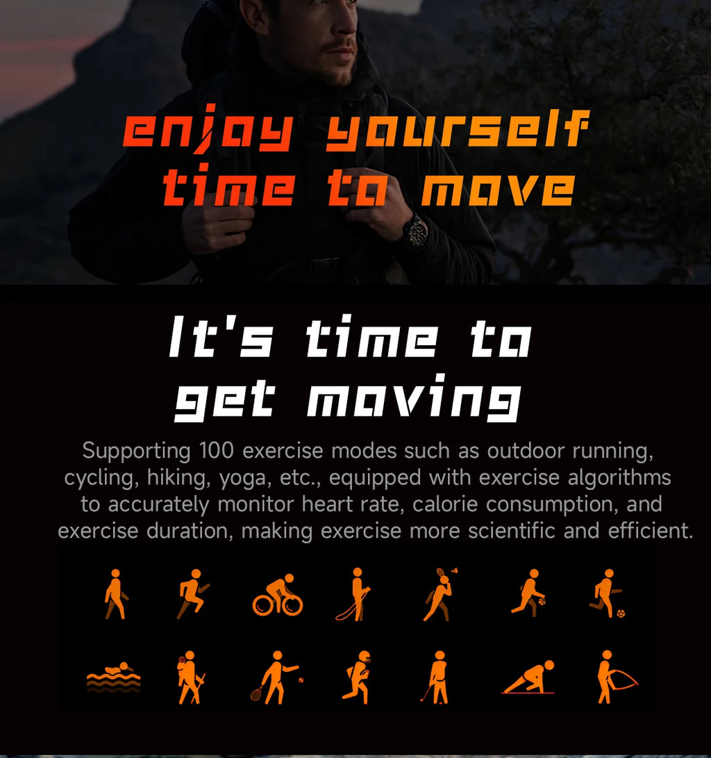 YLL-AK82 Outdoor Sport for Smart Watch Fitness Tracker Sleep Tracker IP67 Waterproof AMOLED Screen Heart Rate Monitor
