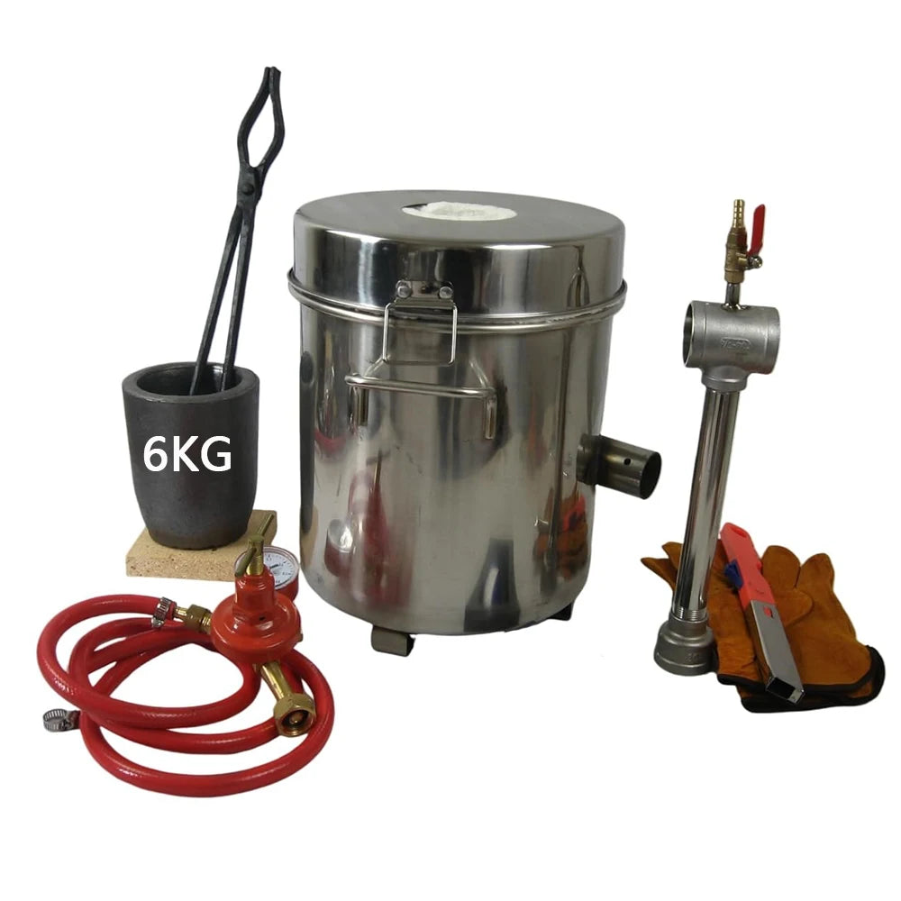 LSMIITTH 6 KG Gas Metal Melting Furnace Smelting Kit Propane Forge Casting Tool Foundry Refiner Smelter For Brass Gold Silver