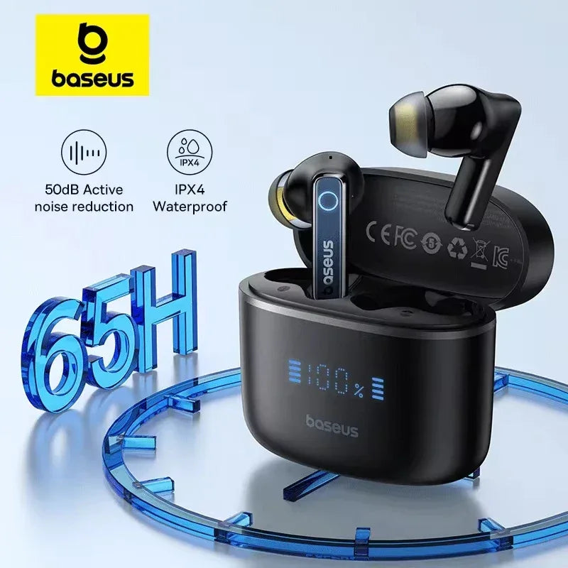 Baseus Bowie 30 Wireless Earphones 50dB Noise Reduction 65Hrs Long Playtime Bluetooth 5.3 Earbuds 6 Mics AI Call Clear Big Bass Tidesmit