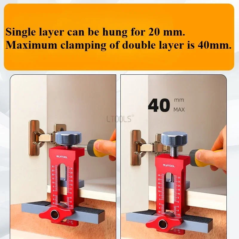 Wardrobe Cabinet Door Panel and Rebounder Punched Mounting Jig Woodworking 10mm Doweling Drilling Guide Locator Installing Clip