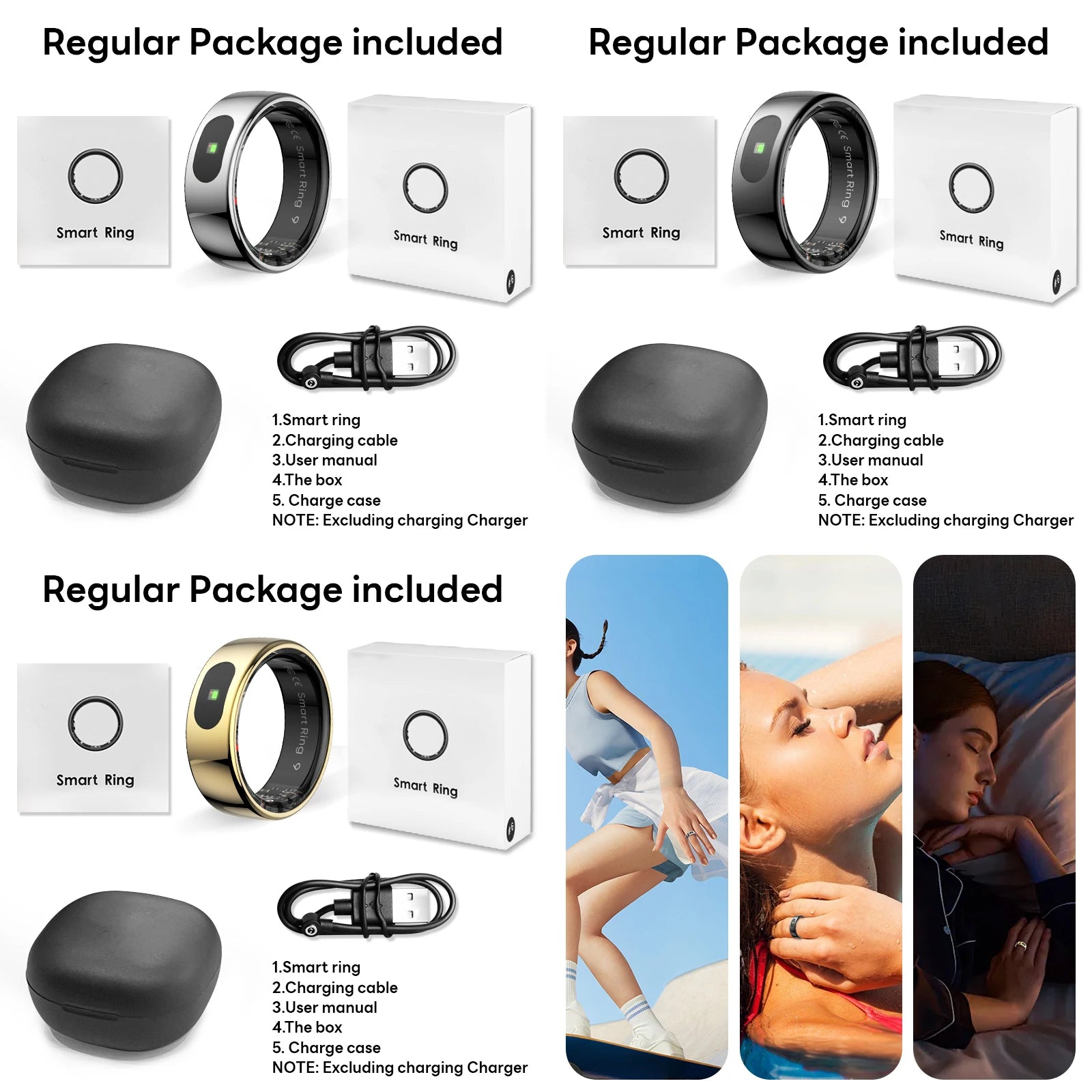 R08 Smart Ring Men Women with Charging Case Health and Sleep Monitor 5ATM Waterproof Multi Sport Mode Heart Rate Monitoring NEW