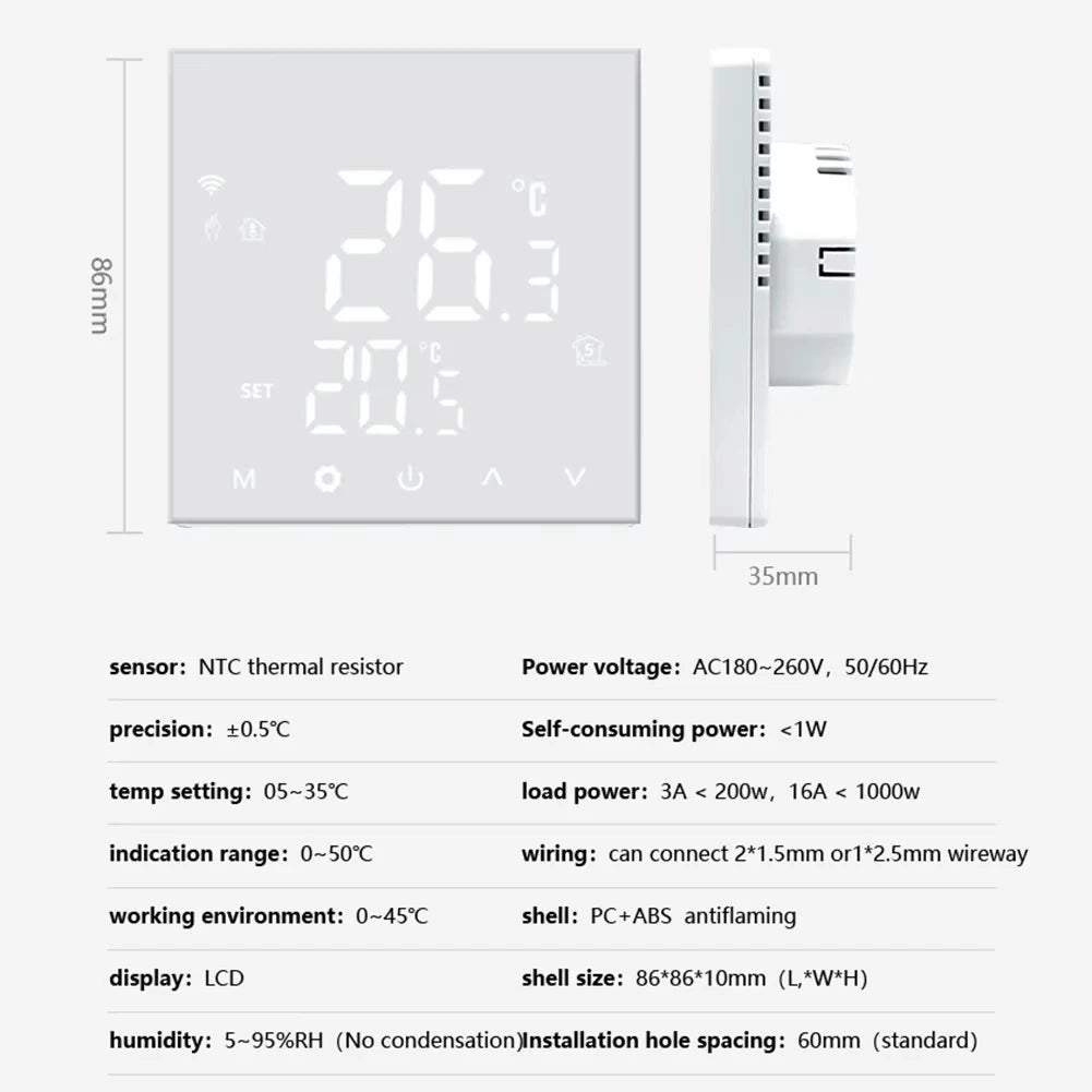 PSSRISE WiFi Thermostat Room Temperature Controller of Water Electric Floor Heating Gas Boiler Humidity Work with Googles Home