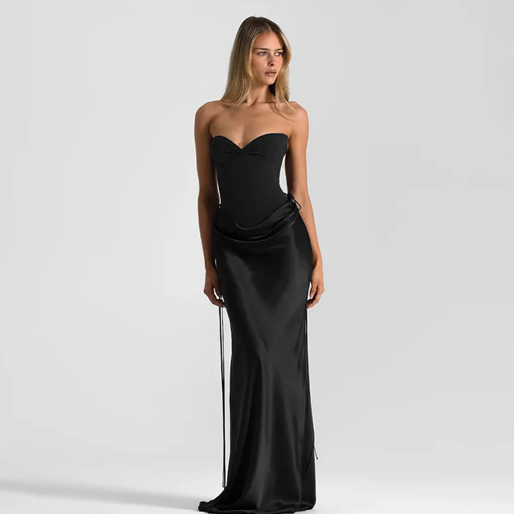 Sexy Off-shoulder Backless Wrap Maxi Dress Women Summer Patchwork Strapless Sleeveless Bodycon Club Party Long Dresses Clothes