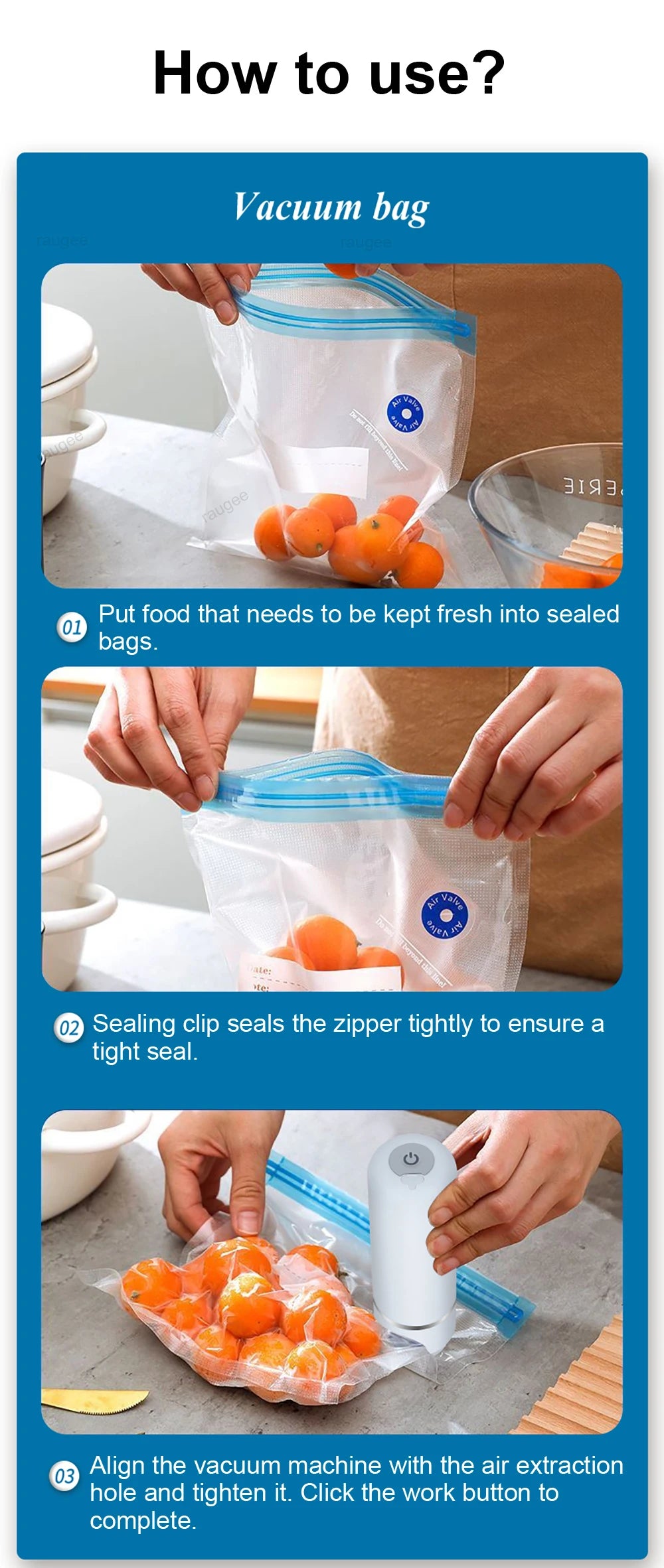 Vacuum Sealer Electric Air Pump Vacuum Packing Machine for Food Rechargeable Automatic Sealing Machine with Vacuum Packaging Bag