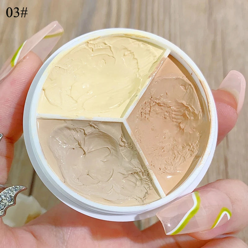 Tidesmit 3 color concealer palette showing high coverage green corrector and nose contour cream texture detail