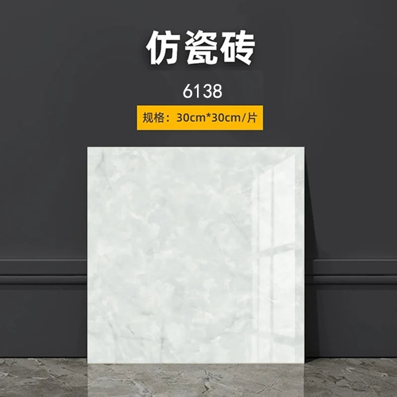 White marble-look self-adhesive wall tile sticker square sheet