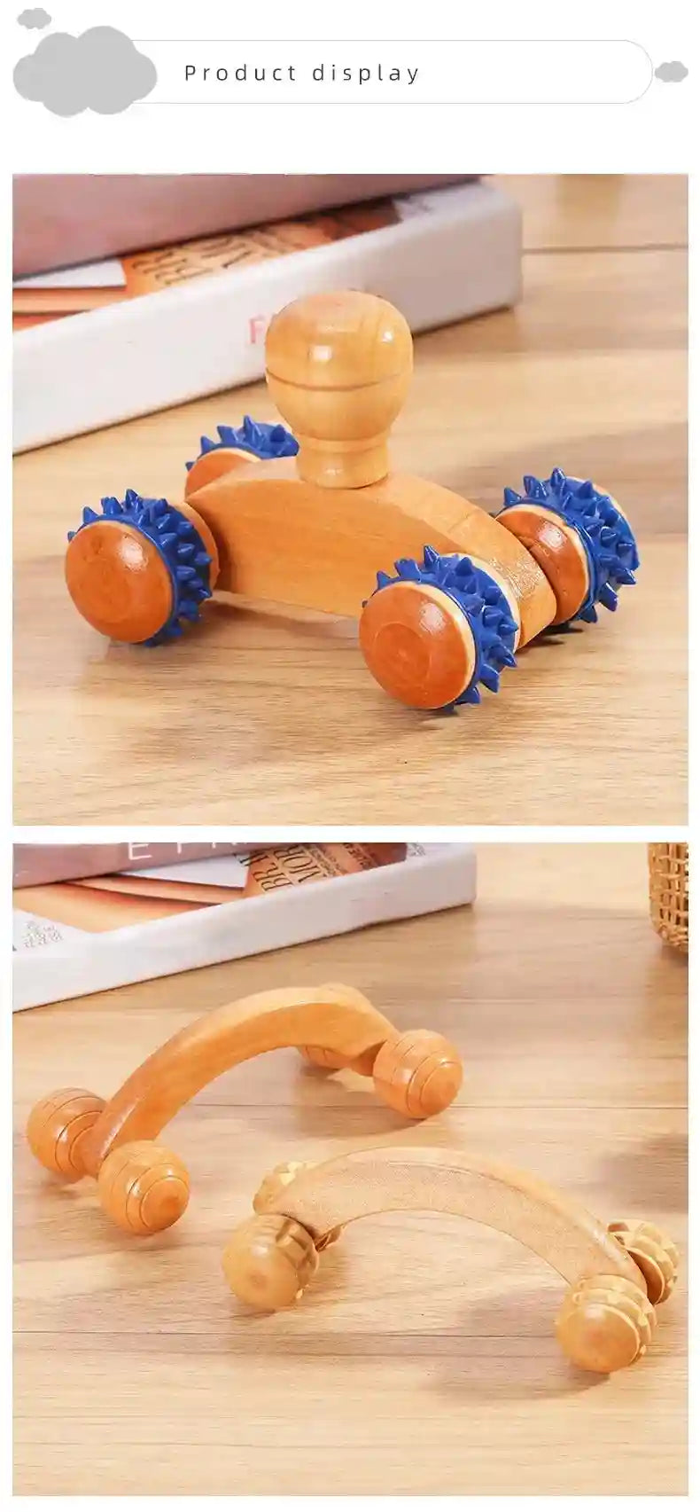 Wooden Massage Roller for Back & Neck Relief | Manual Deep Tissue Tool Massage Roller Tidesmit