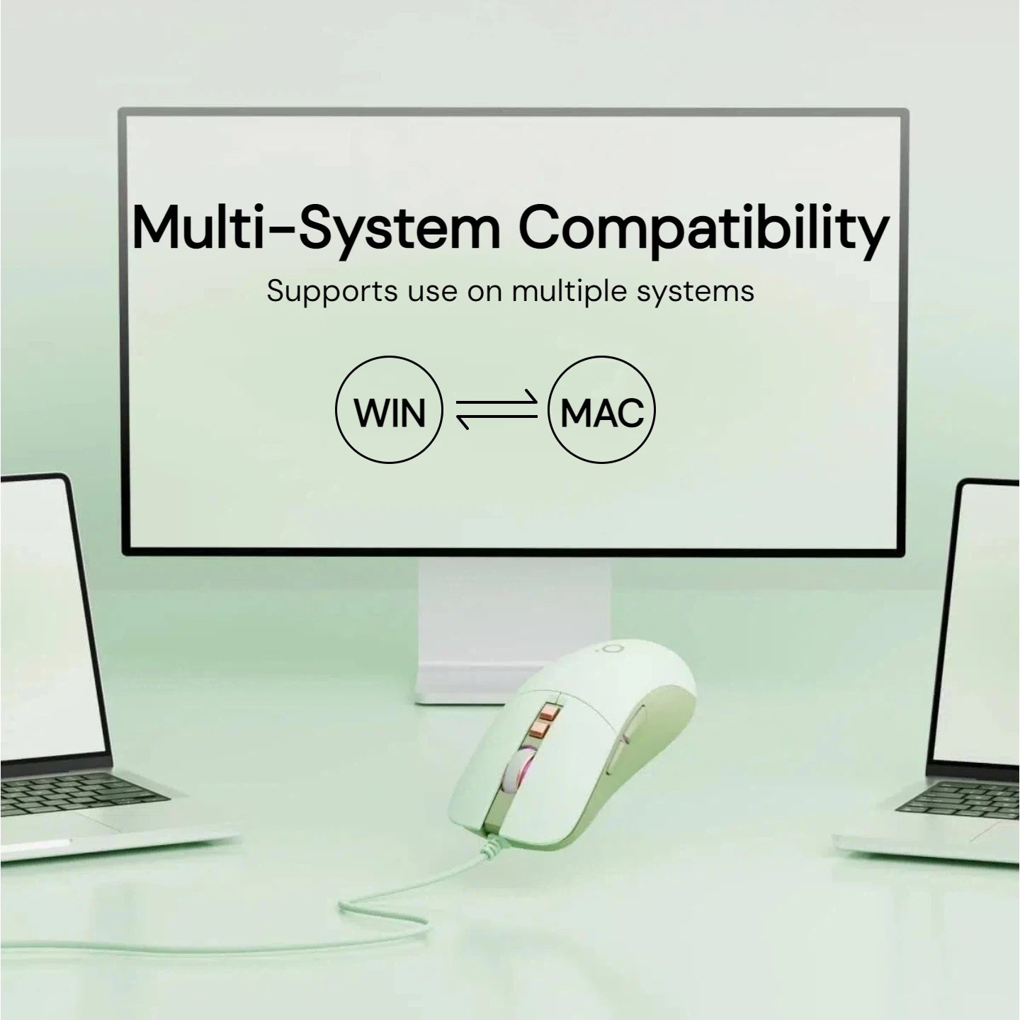 Silent Wired Mouse Aesthetic 2400 DPI Ergonomic USB Optical Computer Mouse for Women Girls Students Office Home Work Laptop PC MacBook Desktop Quiet Click Plug Play Cute Kawaii Mute Mice Sage Green Pink Beige Minimalist Desig