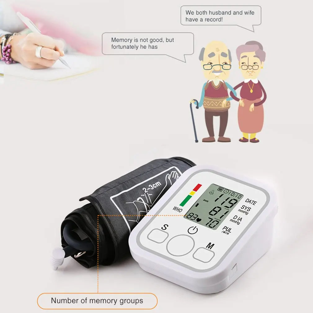 Automatic Digital Arm Blood Pressure Monitor Tonometer Meter Sphygmomanometer LCD Portable Health Care Pulse Meter BP Monitor