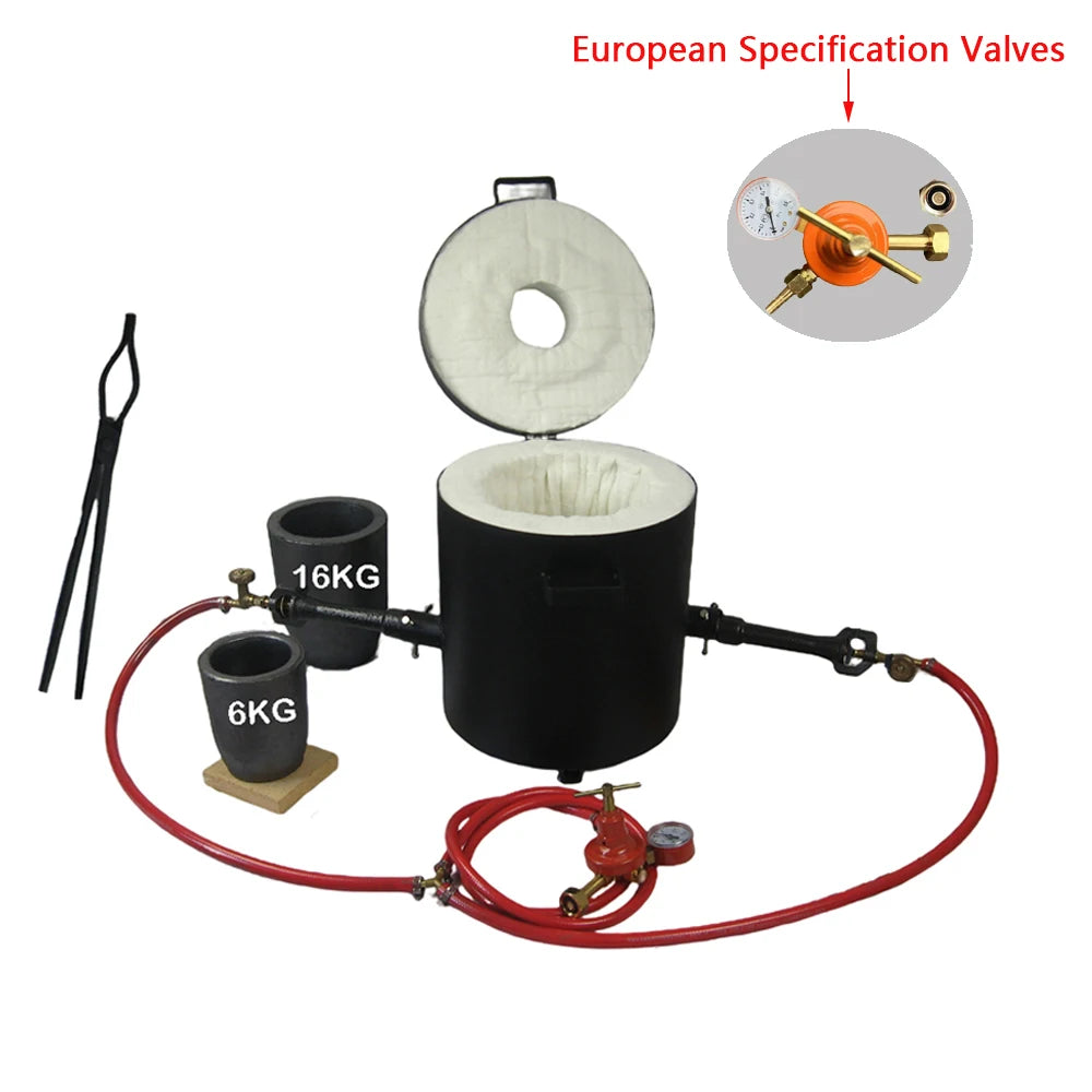 LSMIITTH 16KG/35.27LBS Double Burner Propane Metal Melting Furnace With 2 Crucible Suitable For Melting Copper Brass Aluminium
