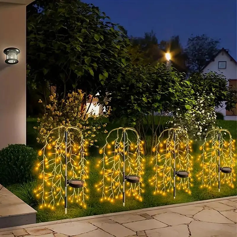 2/4Park 180LED Solar Powered Firecracker Light with 8 Lighting Modes, Outdoor Lawn Lights Smart Decorative Lighting, From dusk till dawn Solar Fairy Lamp for Courtyards, Lawns, Gardens, Pathways, Garden Decor
