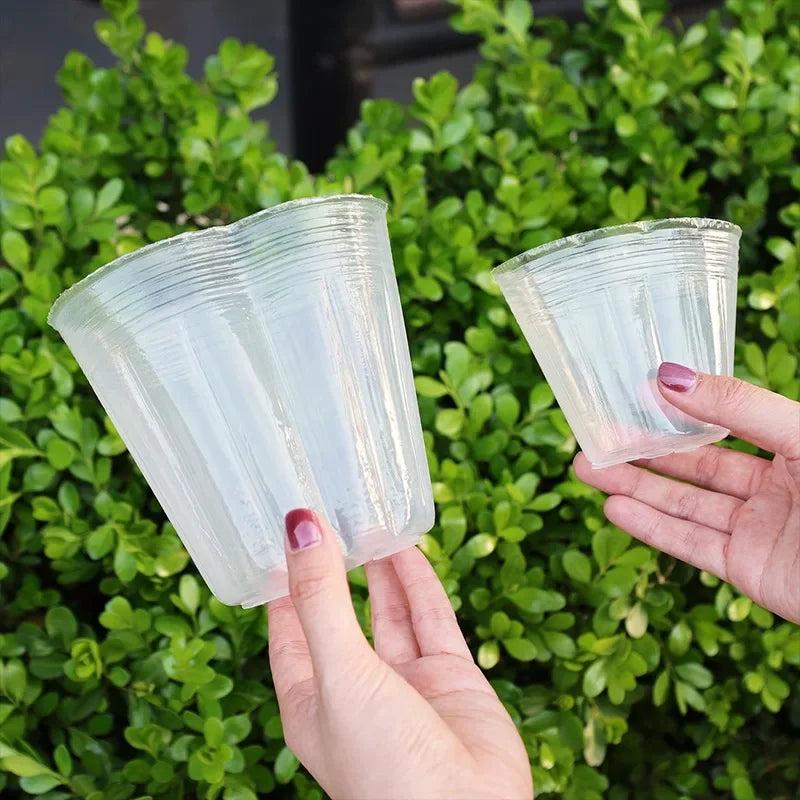 10/50Pcs Transparent Flowerpot Plant Nursery Pot Seedling Cup Gardening Transplantation Potted Flower Pot Planter Gardening Tool