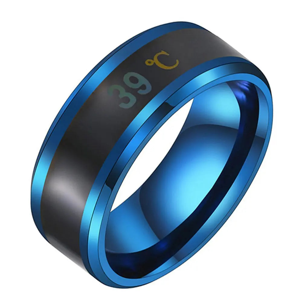 Temperature Sensitive Smart Health Ring - Stainless Steel Biometric Tracker Blue Tidesmit