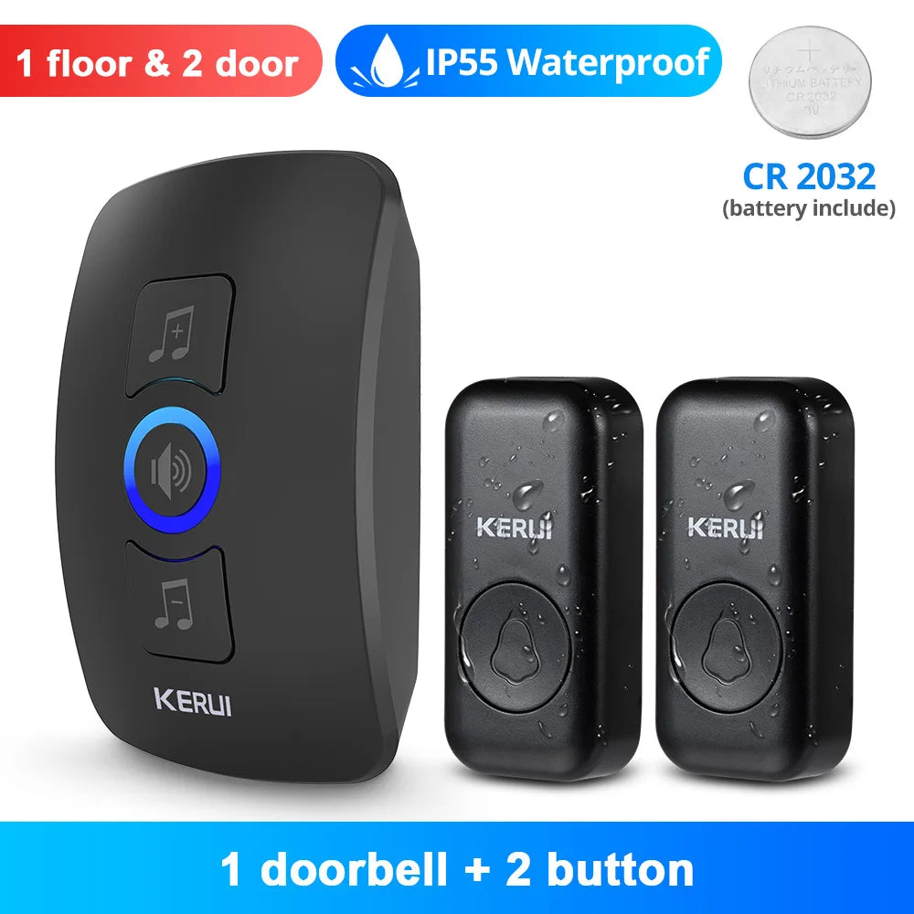 KERUI Wireless Doorbell Waterproof OutDoor Smart Home Door Bell Welcome Melodies Chime Kit LED Flash Security Alarm For House