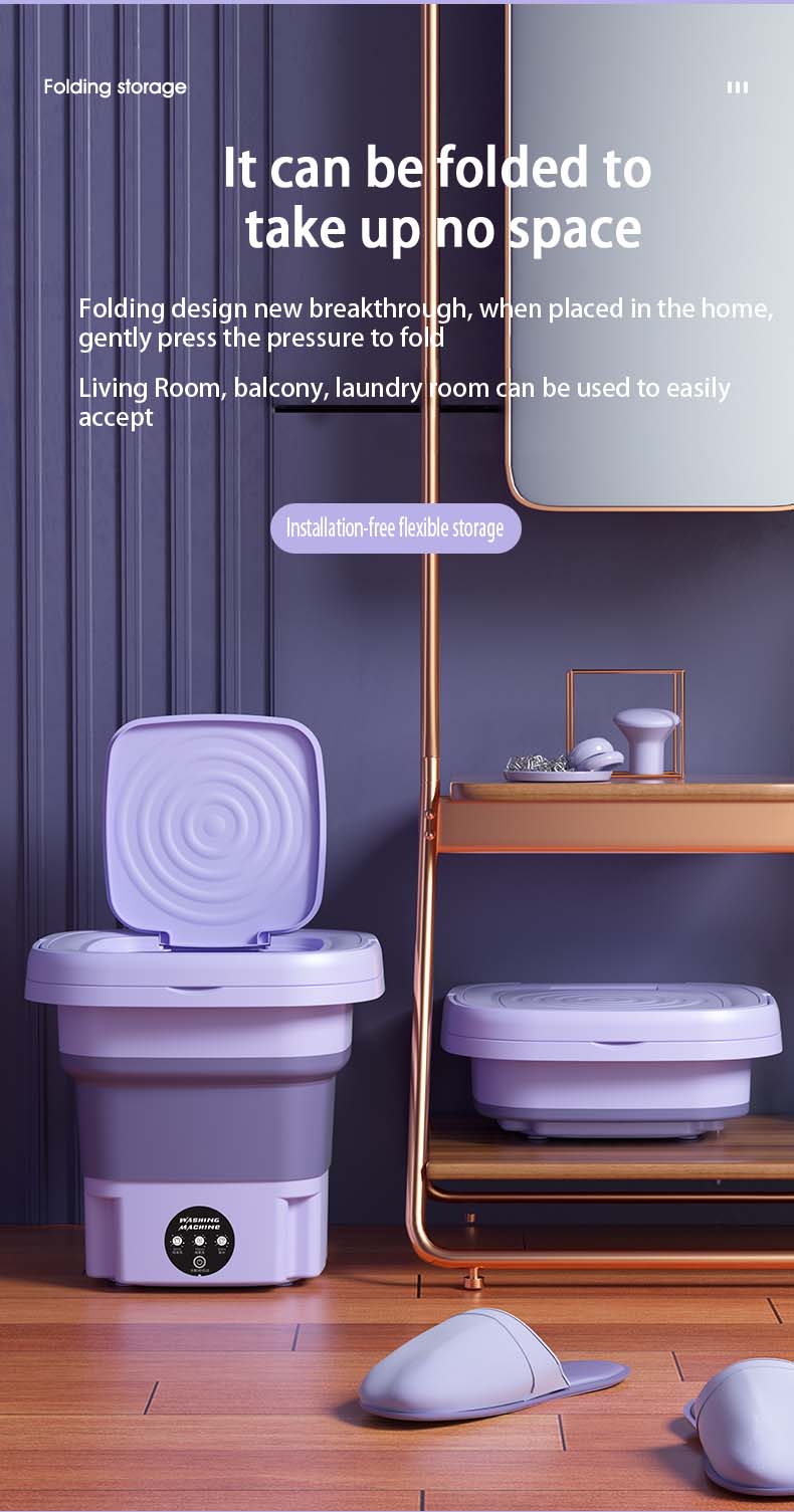Tidesmit 8L foldable portable washing machine for socks and underwear, showing retractable design and spin dry feature