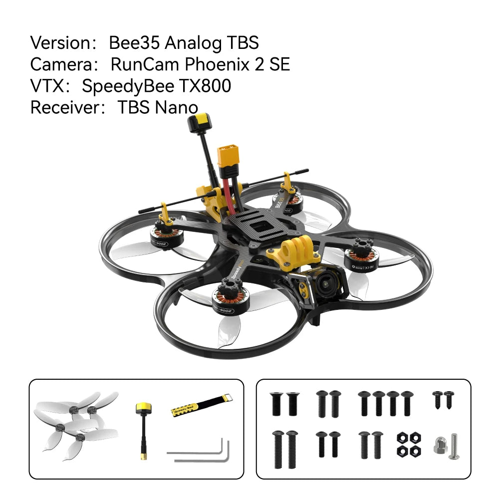 SpeedyBee Bee35 Pro 3.5 Inch Cinewhoop FPV Drone with O3 Air Unit Bee35 Analog TBS Tidesmit
