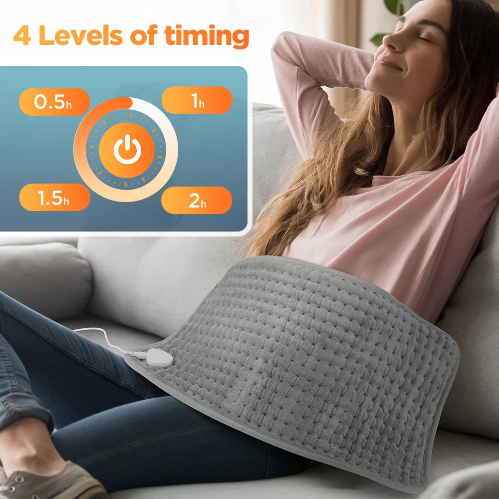 Electric Heating Pad for Pain Relief 60x30cm - Washable Wellness Tool Relaxation Treatment Tidesmit