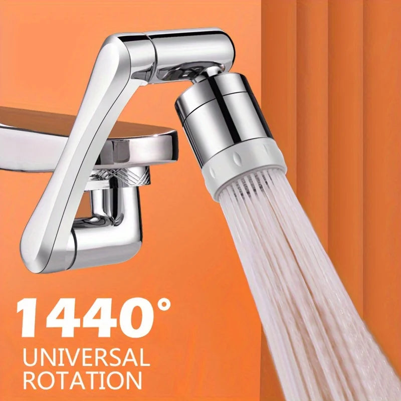 1440° Swivel Bathroom Faucet Nozzle Silvery Suitable for Kitchen Faucet Extender Washbasin Robotic Arm Home Renovation Accessory