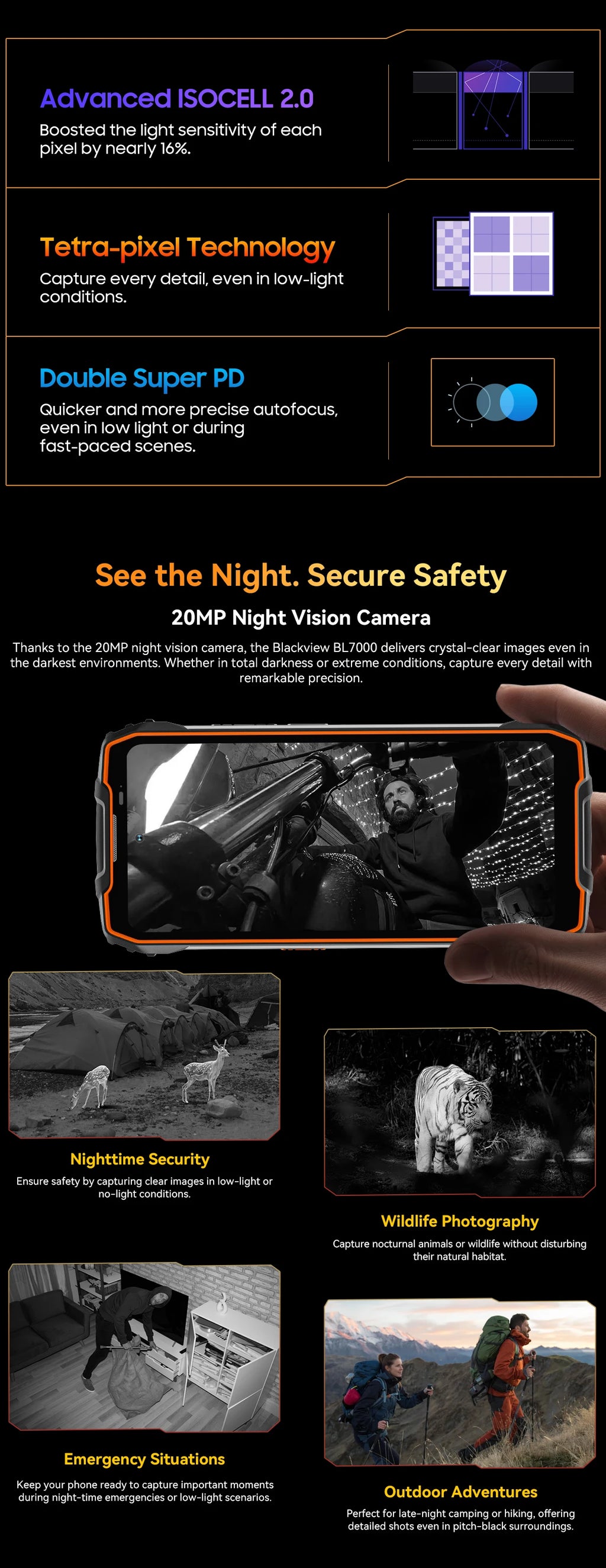 BLACKVIEW BL7000 5G AI Rugged Phone Deepseek GPT Android 15 Smartphone, 6.78" HD+2.4K Display 120Hz, 8GB RAM 256GB, 7500Amh