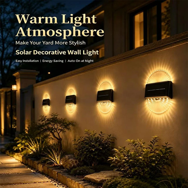 Solar Outdoor Light, Waterproof With Fan-Shaped Lampshade, LED Deck Lights For Patio, Garden, Villa, Wall, Terrace, Railing