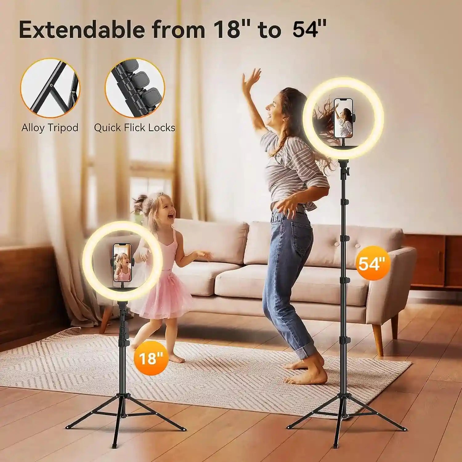 12 Inch LED Ring Light with Adjustable Tripod for Content Creation Tidesmit