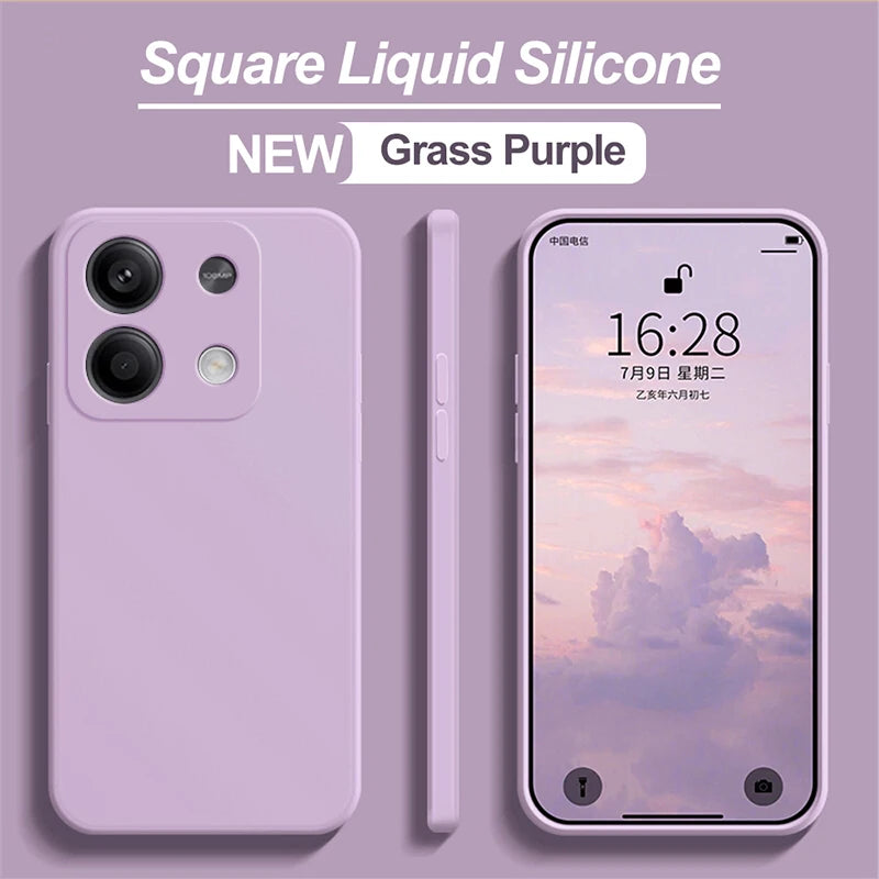 Redmi Note 13 Liquid Silicone Case - Slim Shock-Absorbing Cover Grass Purple Tidesmit