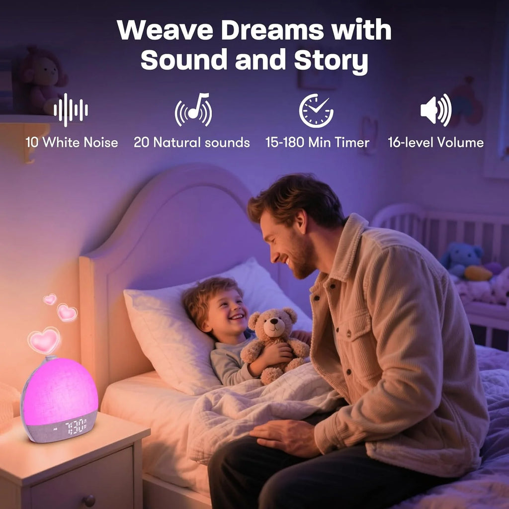 Wake Up Lights Sunrise Alarm Clock Dimmable Night Light White Noise Sound Machine with 30 Soothing Sounds for Heavy Sleeper Gift