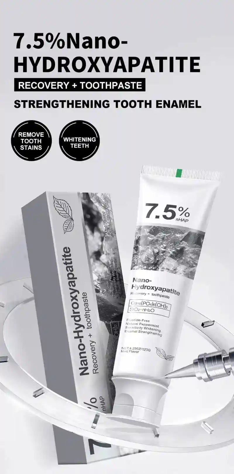 Tidesmit 7.5% Hydroxyapatite Probiotic Whitening Toothpaste for enamel repair and fresh breath 120g
