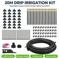 20M DIY Drip Irrigation System Kit, 360° Adjustable Copper Spray Nozzles Garden Watering Set with Pipe Cutter, Clips, Cable Ties, Adapters for Vegetable Garden, Potted Plants, Greenhouse