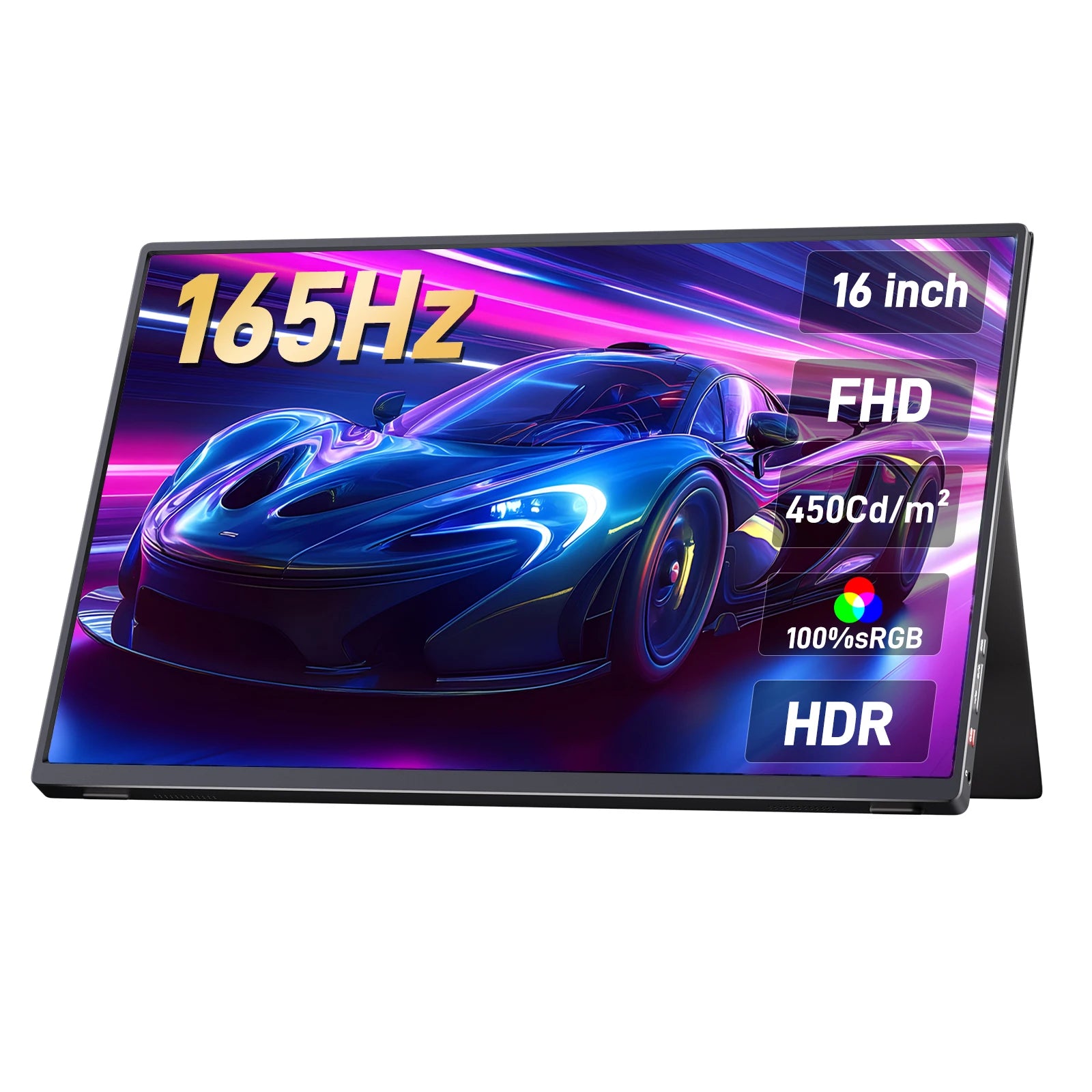 16" 2.5K 165hz 144hz Portable Monitor 1920*1200 16:10 100%sRGB 450Cd/m² Travel Gaming Display for Laptop Switch ps4 ps5 Xbox