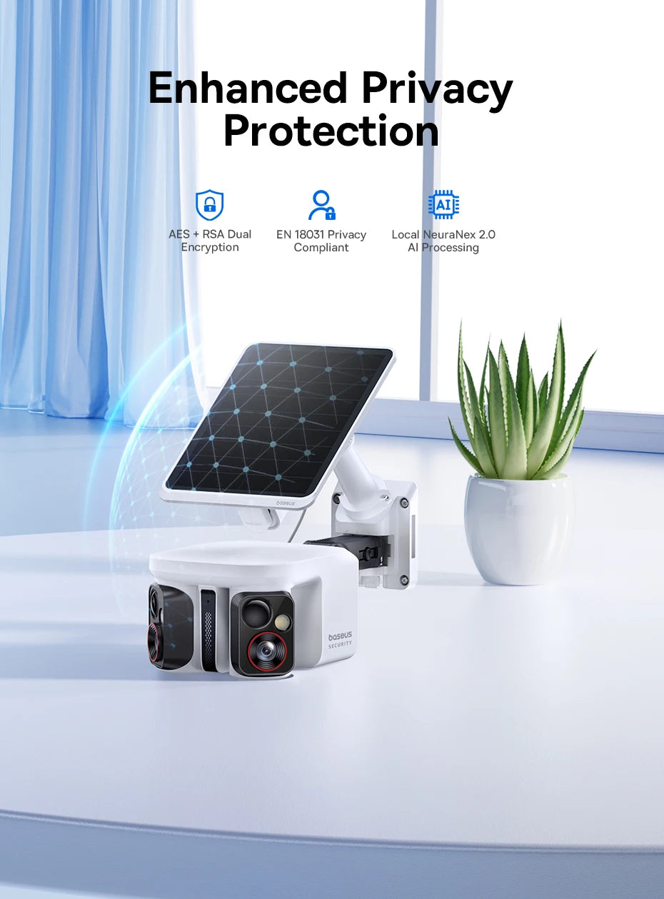 Baseus Security X1 Pro Outdoor Dual Camera Wireless 3K Camera Solar Panel Face Recognition Smart AI Tracking Security Camera