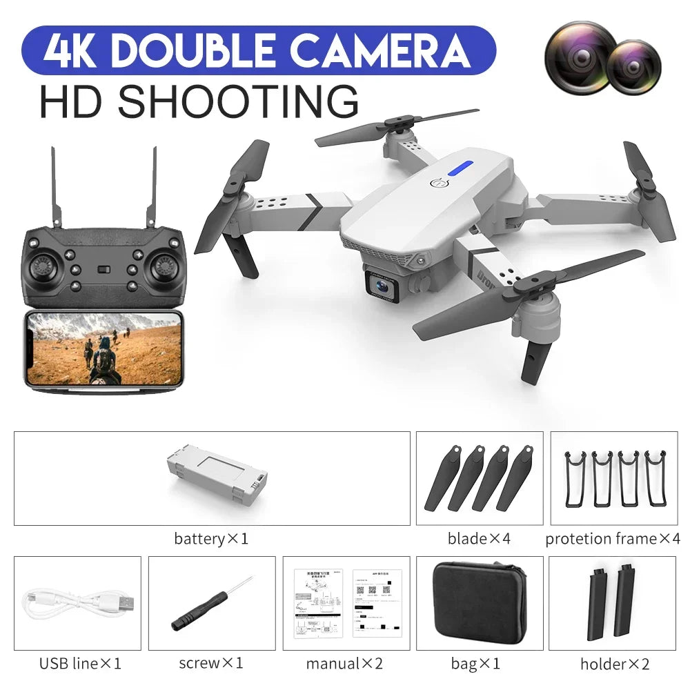 4K Camera Drone Foldable Quadcopter with Dual Wide Angle Lens Grey-Dual C-1B Tidesmit