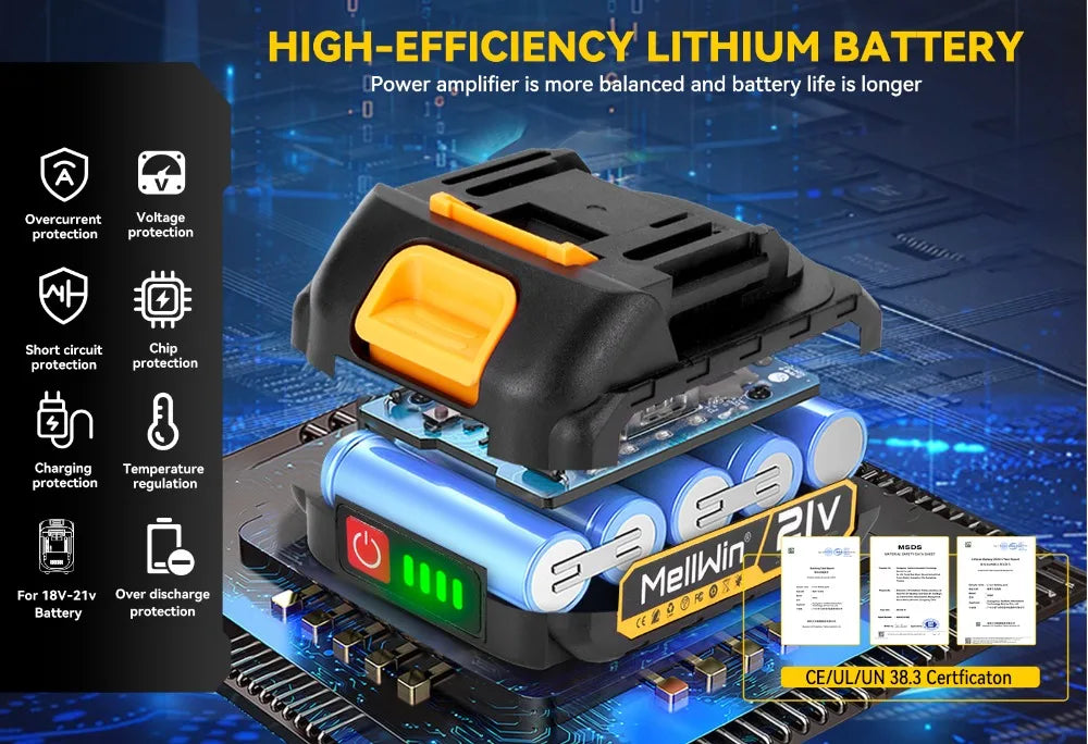 MELLWIN Brushless Oscillating Multi Function Tool Electric Saw Polisher Woodworking Cutting Tool For Makita 18V Battery Pin