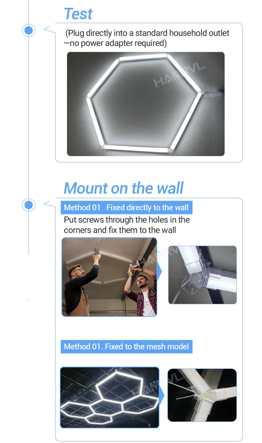 LED Rectangle Lighting 4S car showroom Barber Workshop Office Desk Ceiling Lamp Color change Dimmable Garage Hexagon Lights Gym